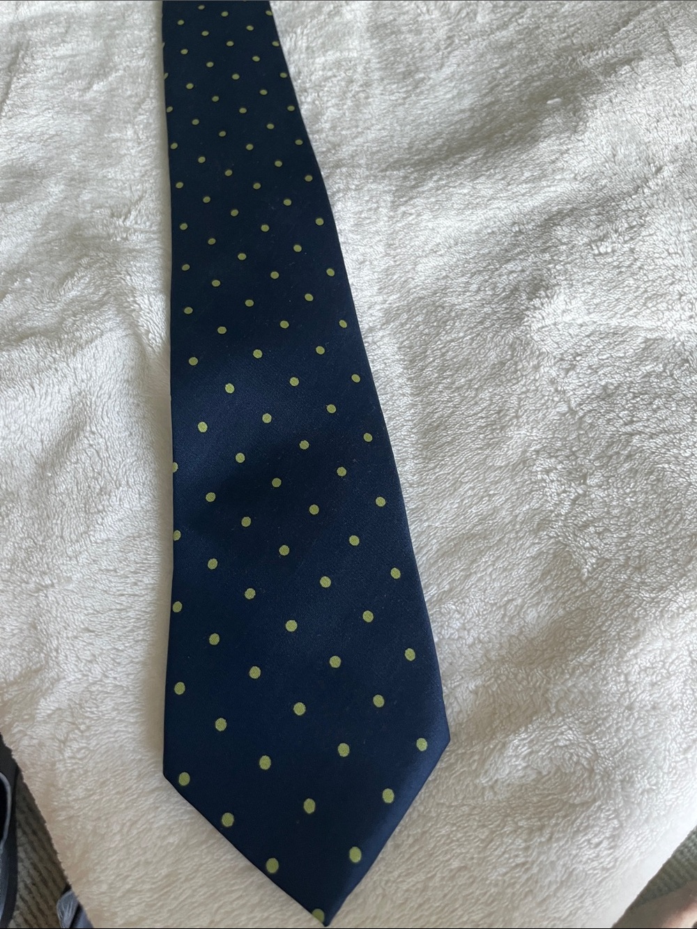 Maurizio Baldassari designer vintage yet Classic Navy Tie with Green Polka Dots